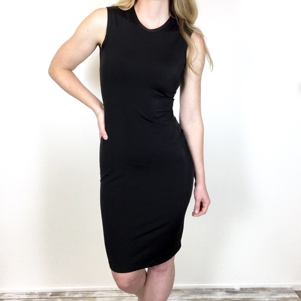 Theory | Black Stretchy Midi Bodycon Dress